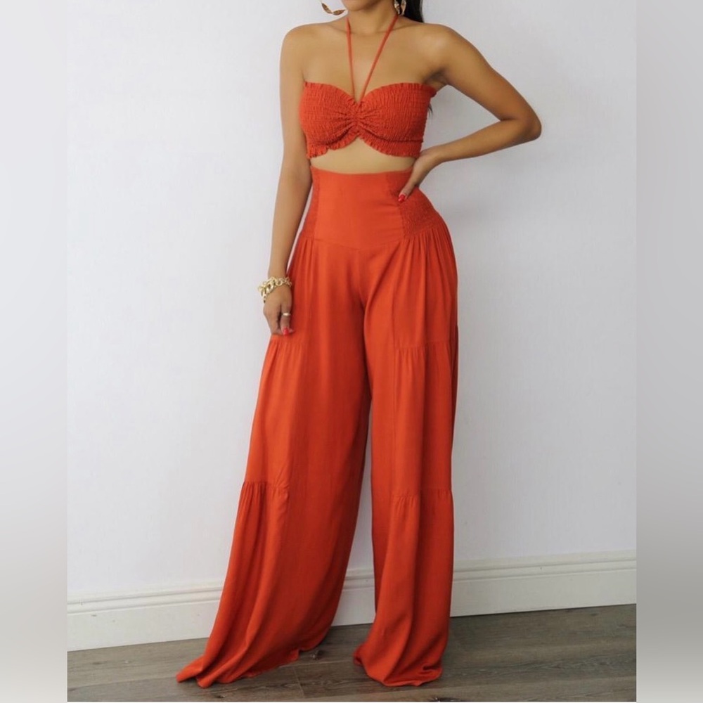 2 Piece Elegant Orange Women's Jumpsuit